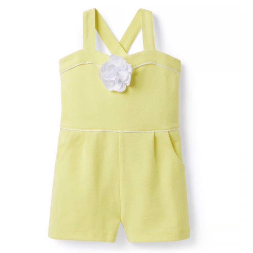 Janie an Jack Rosette Ponte Romper in Twinkle Star (Yellow) Size: 5 Toddler Girl